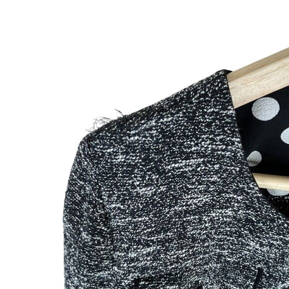 Slate & Willow Tweed Blazer Jacket Sz M Black Space-Dyed Contrast Pipe Trim - Picture 8 of 14